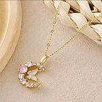 Korean Fashion Butterfly Moon Necklace.