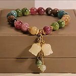 Exquisite Stone Bracelet Elegant Lily of The Valley Flower Pendant Elastic Beaded Bracelets for women