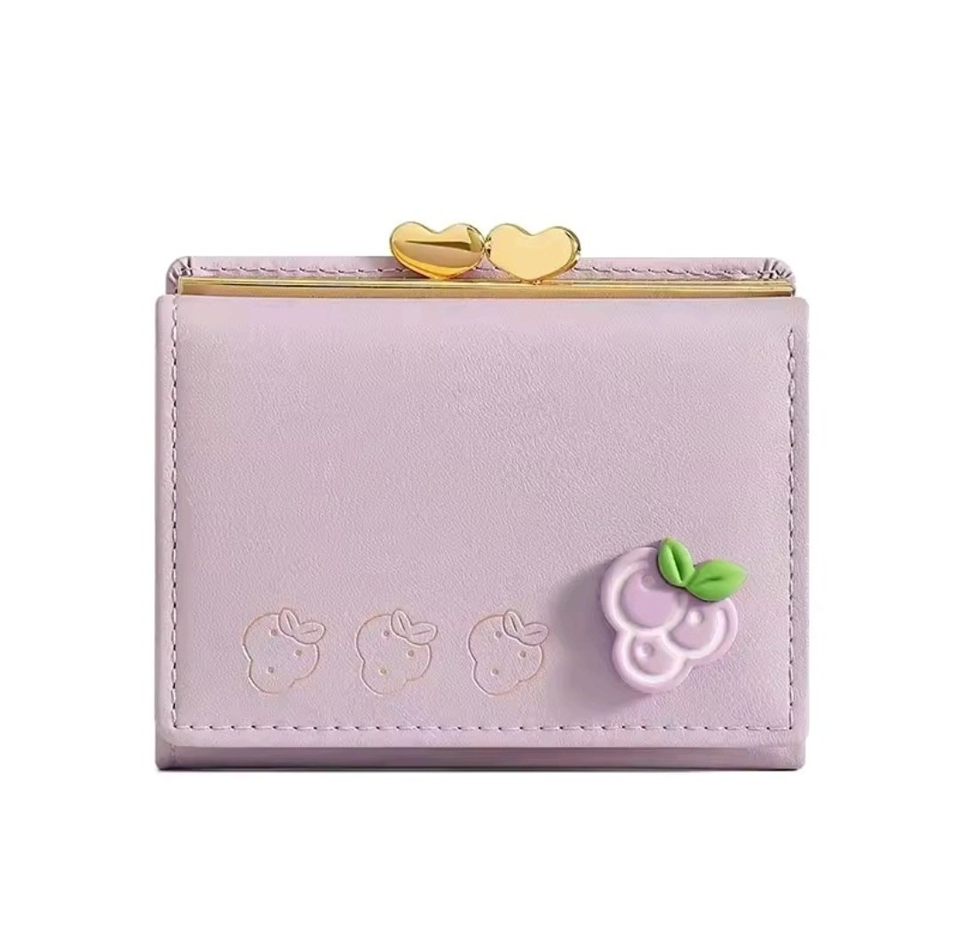 2026/06/1000176309.Jpg Fruit Print Bifold Coin Purse Ladies Mini Short Purse Money Card Holders Clutch Bags - Image 1